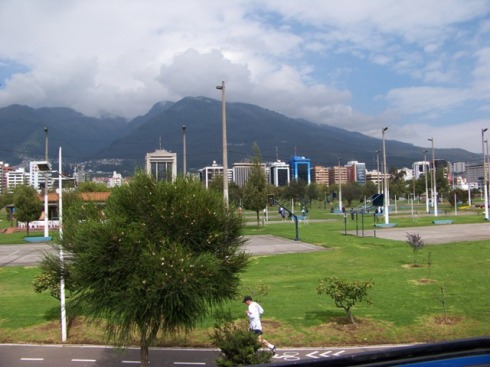 Parque La Carolina in Quito looking west.